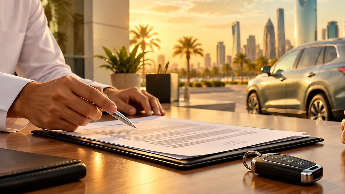 Driving licence and car key during rental pickup in Saudi Arabia